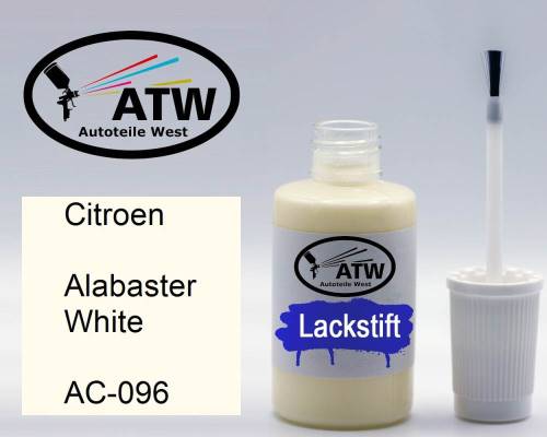 Citroen, Alabaster White, AC-096: 20ml Lackstift, von ATW Autoteile West.